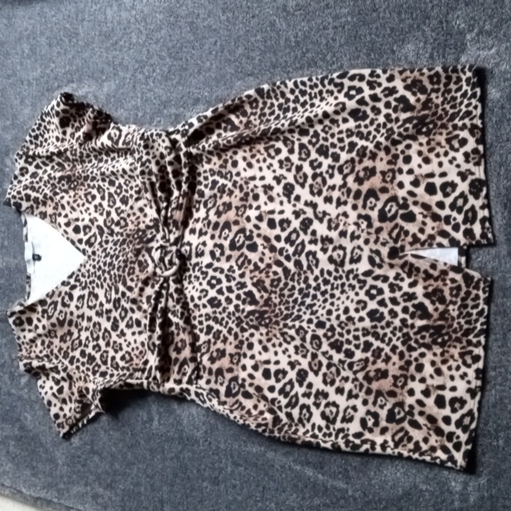 Planet Gold leopard faux wrap dress